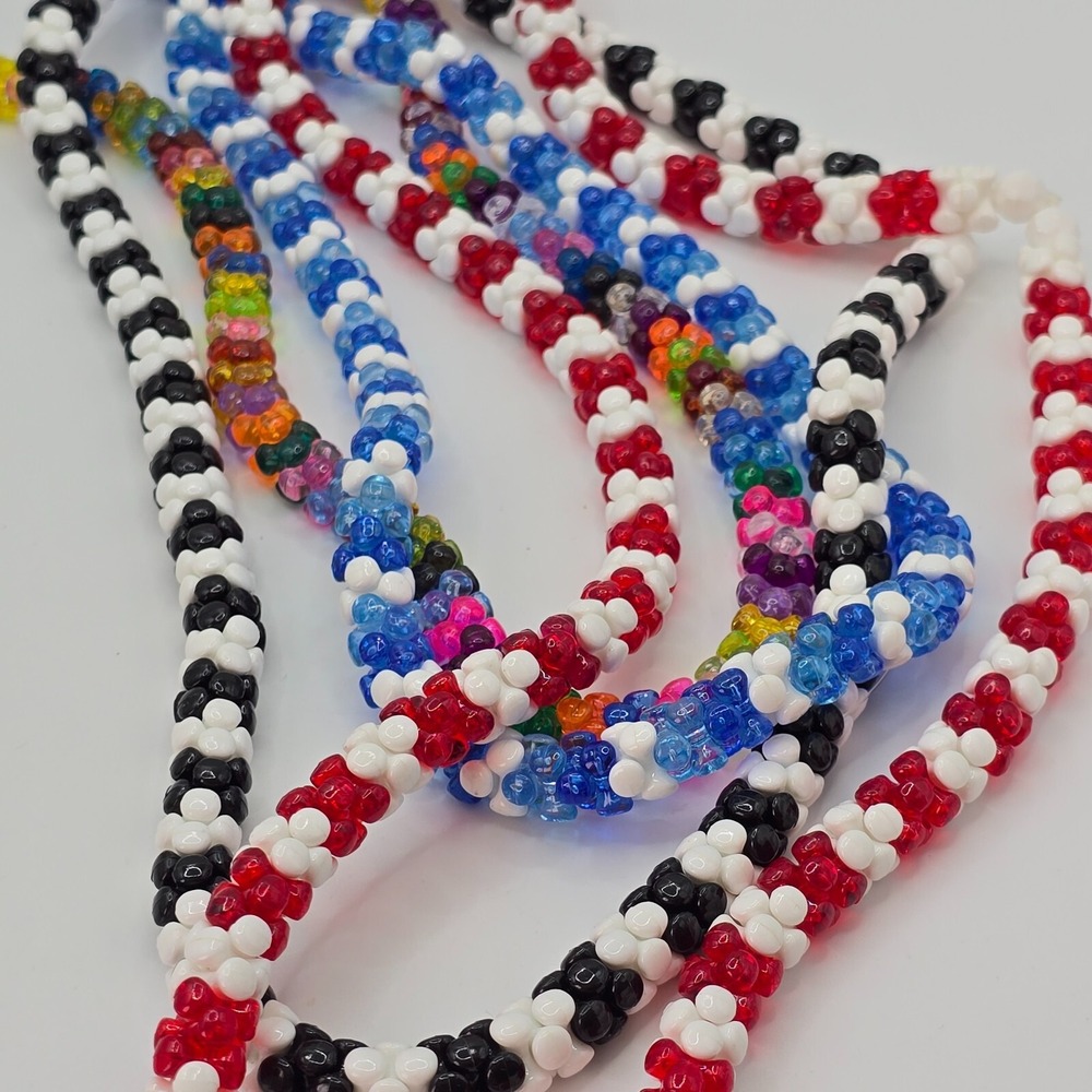 Vintage‎ Beaded Necklace Set of 4 Kandi Multicolor Chunky Rainbow Maximalist